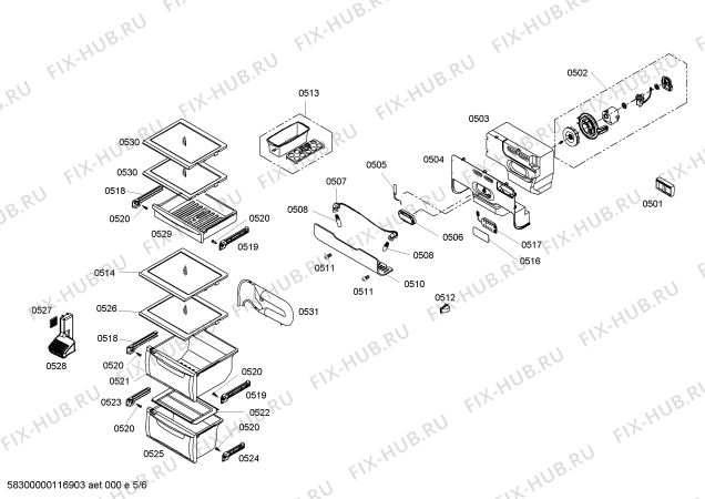 Схема №4 KA58NA70AU с изображением Заглушка для холодильника Bosch 00601071