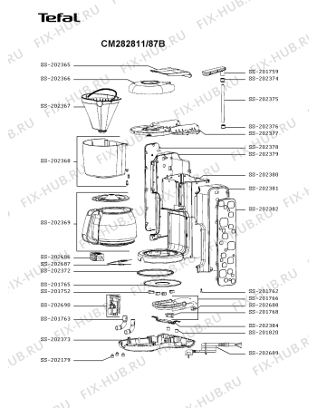 Схема №1 CM282810/87A с изображением Держатель фильтра для кофеварки (кофемашины) Tefal SS-202367
