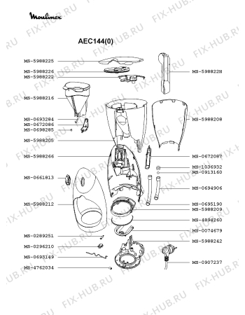 Взрыв-схема кофеварки (кофемашины) Moulinex AEC144(0) - Схема узла RP001601.1P2