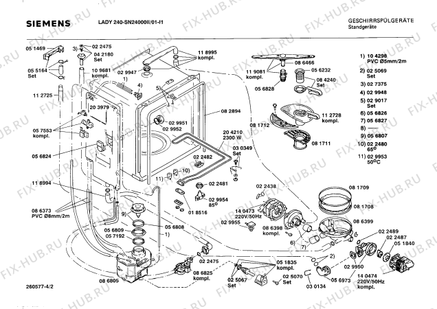 Взрыв-схема посудомоечной машины Siemens SN24000II - Схема узла 02