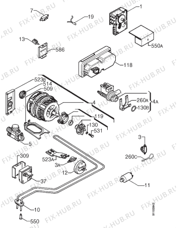 Взрыв-схема посудомоечной машины Zanussi DW914W - Схема узла Electrical equipment 268