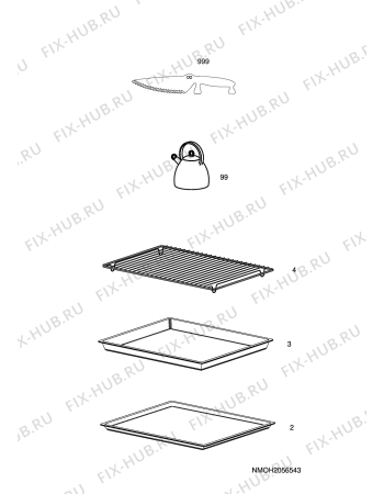 Взрыв-схема комплектующей Electrolux EKI6150 - Схема узла H10 Oven Furniture, Users manual