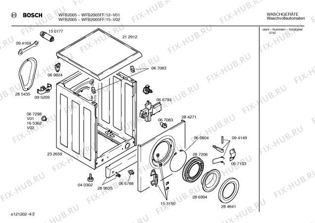 Взрыв-схема стиральной машины Bosch WFB2005FF BOSCH WFB 2005 - Схема узла 02