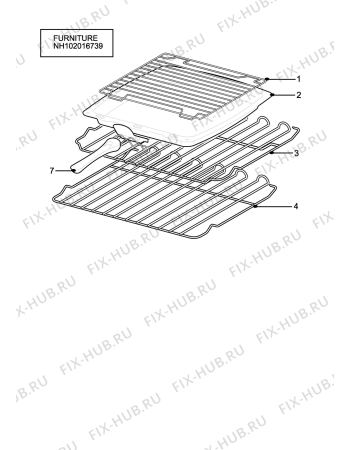 Взрыв-схема плиты (духовки) Zanussi Electrolux ZCE8021CH - Схема узла H10 Furniture