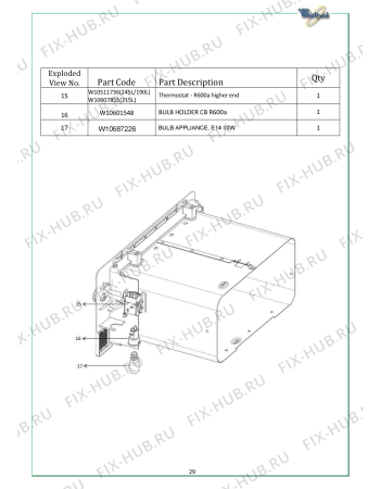 Схема №5 WMD 210 SL с изображением Фиксатор для холодильника Whirlpool 482000024182