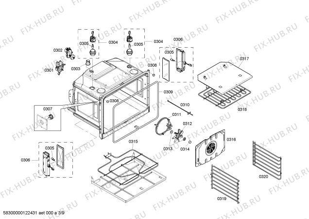 Схема №3 PO302 с изображением Панель для электропечи Bosch 00144682