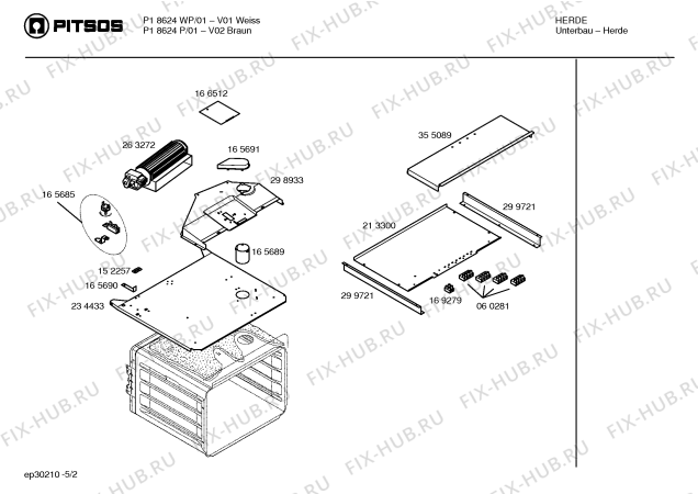 Взрыв-схема плиты (духовки) Pitsos P18624P - Схема узла 02