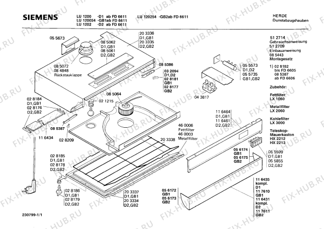 Схема №1 LU1200 с изображением Панель для вытяжки Siemens 00273816