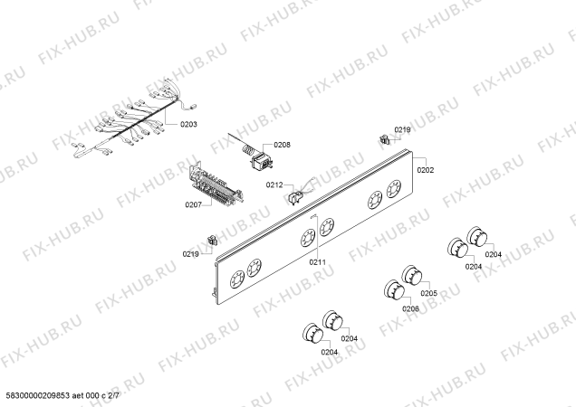 Взрыв-схема плиты (духовки) Bosch HXA090D50N - Схема узла 02