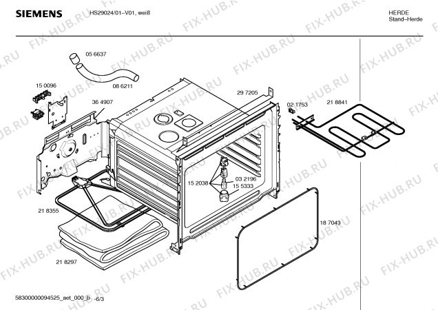 Схема №3 HS29024 Siemens с изображением Инструкция по эксплуатации для плиты (духовки) Siemens 00581595