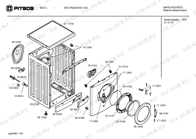 Схема №4 WFLPI60GR big7+ с изображением Инструкция по эксплуатации для стиральной машины Bosch 00582691