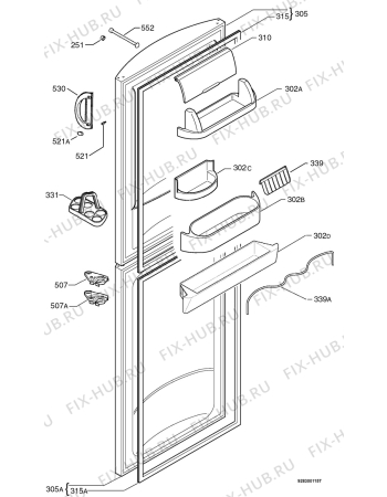 Взрыв-схема холодильника Electrolux ER2960BN - Схема узла Door 003