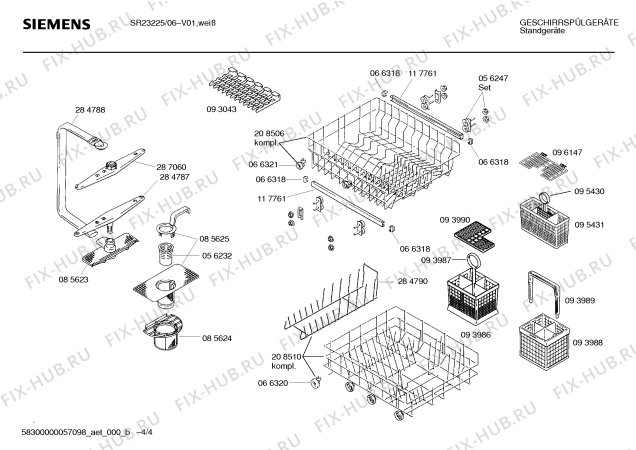 Взрыв-схема посудомоечной машины Siemens SR23225 - Схема узла 04