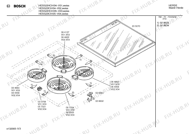 Схема №4 HES522ICH с изображением Стеклокерамика для плиты (духовки) Bosch 00205070
