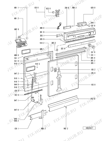 Схема №1 ADG 955 AVM с изображением Панель для посудомоечной машины Whirlpool 481245370073