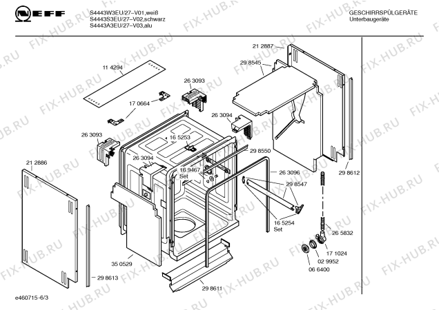 Взрыв-схема посудомоечной машины Neff S4443A3EU - Схема узла 03