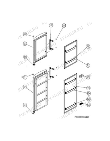 Взрыв-схема холодильника Rex Electrolux RJF3350AOX - Схема узла Door 003