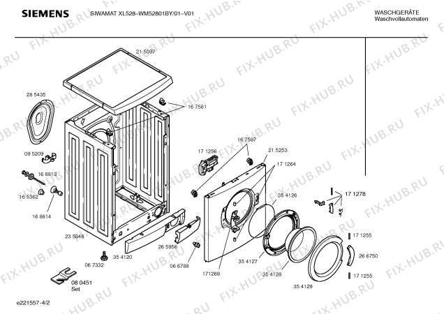 Взрыв-схема стиральной машины Siemens WM52801BY SIWAMAT XL528 - Схема узла 02