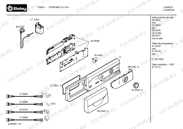 Схема №3 3TS853BE TS853 с изображением Инструкция по эксплуатации для стиралки Bosch 00582662