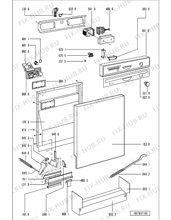 Схема №3 ADP 154 FW с изображением Микропереключатель для посудомоечной машины Whirlpool 481227628035