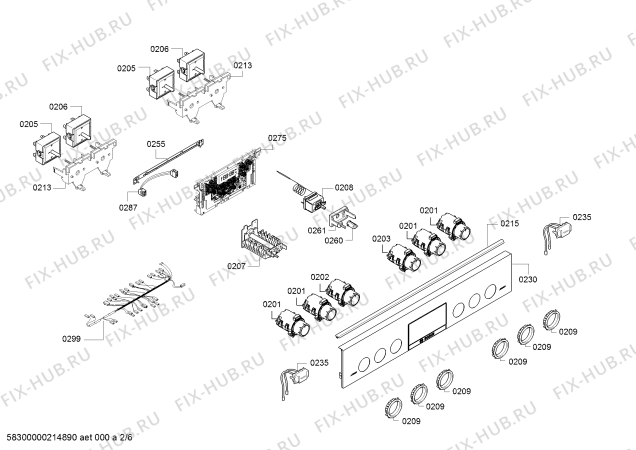 Взрыв-схема плиты (духовки) Siemens HK9R30021 - Схема узла 02