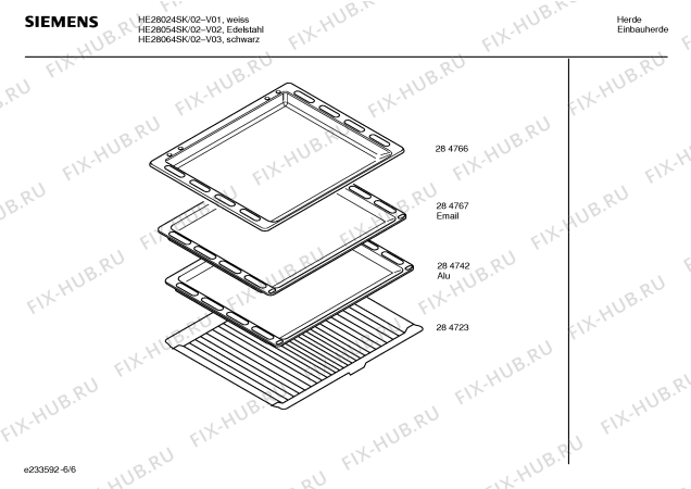 Схема №3 HE28024SK с изображением Инструкция по эксплуатации для плиты (духовки) Siemens 00528073