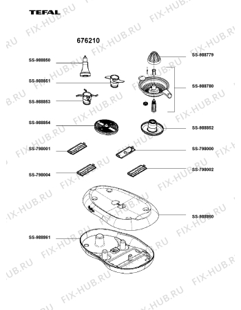 Взрыв-схема кухонного комбайна Tefal 676210 - Схема узла 676210DE.__2