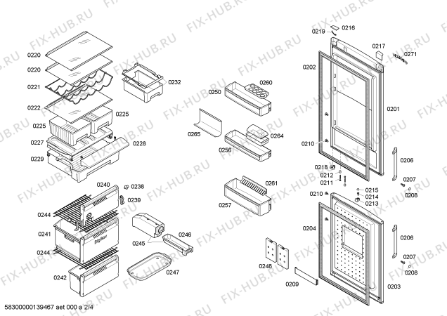 Схема №2 KGN39A03NL с изображением Дверь для холодильника Bosch 00248172