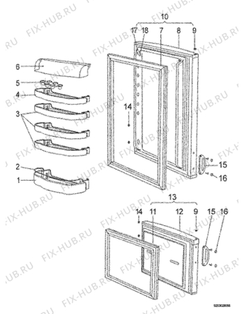Взрыв-схема холодильника Zanussi ZRB32O - Схема узла Door 003