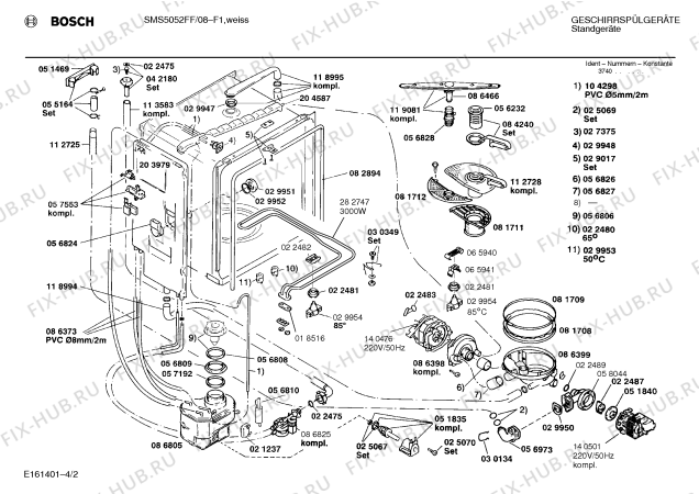 Взрыв-схема посудомоечной машины Bosch SMS5052FF - Схема узла 02