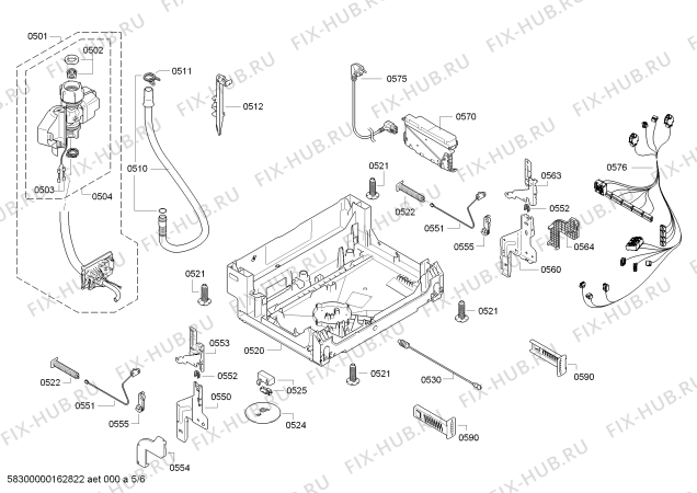 Взрыв-схема посудомоечной машины Bosch SMI50E92EU, SilencePlus - Схема узла 05