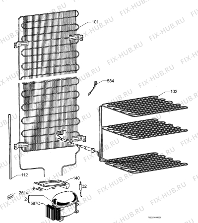 Взрыв-схема холодильника Privileg 00602030_41966 - Схема узла Cooling system 017