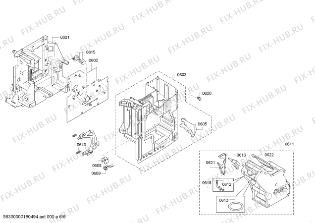 Взрыв-схема кофеварки (кофемашины) Siemens TE501501DE EQ.5 - Схема узла 06