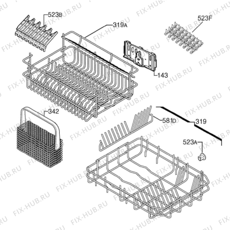 Взрыв-схема посудомоечной машины Electrolux ESF9450LOX - Схема узла Basket 160