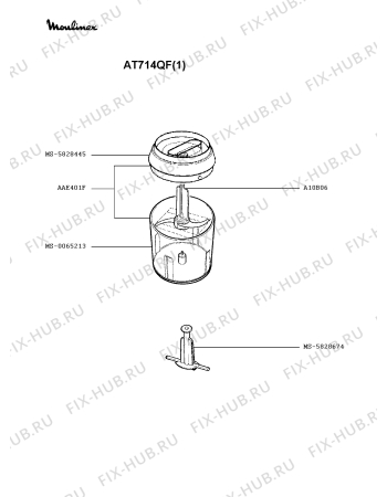 Взрыв-схема блендера (миксера) Moulinex AT714QF(1) - Схема узла NP001359.5P2