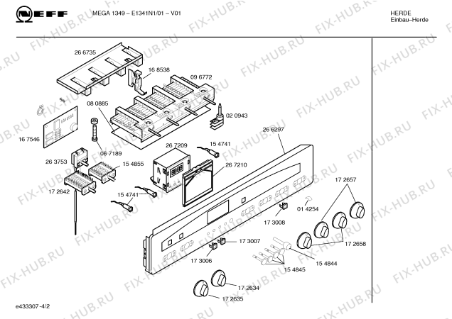 Взрыв-схема плиты (духовки) Neff E1341N1 MEGA1349 - Схема узла 02