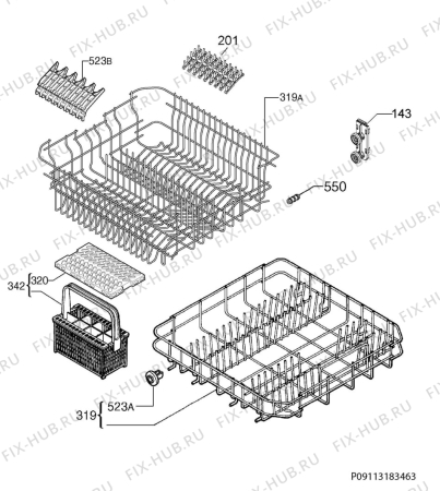 Взрыв-схема посудомоечной машины Dishlex And Dishlex DSF6105W - Схема узла Basket 160