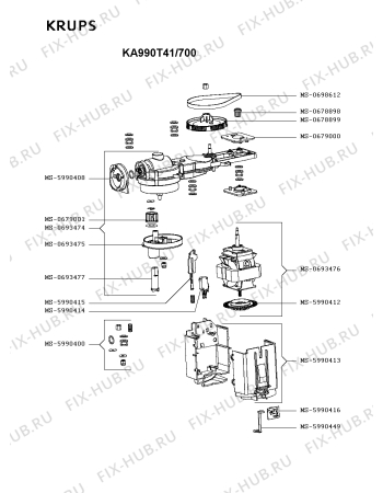 Взрыв-схема кухонного комбайна Krups KA990T41/700 - Схема узла DP004094.5P2