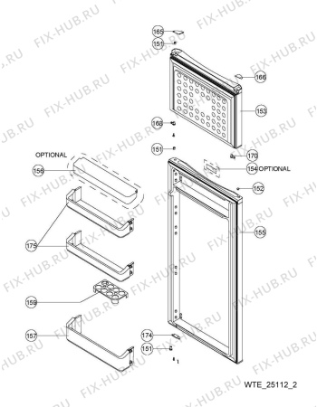 Схема №1 WTE25112 W с изображением Дверца для холодильной камеры Whirlpool 482000013909