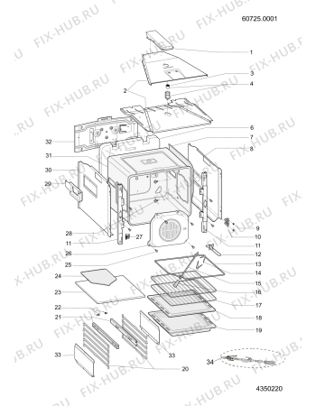 Взрыв-схема плиты (духовки) SCHOLTES FLR934XA (F039342) - Схема узла