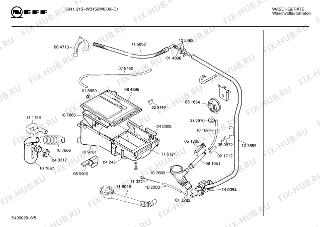 Взрыв-схема стиральной машины Neff W3152W0 5041.21S - Схема узла 05