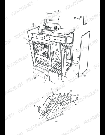Взрыв-схема плиты (духовки) DELONGHI HEK 8542 - SOLO RICAMBI - Схема узла 2