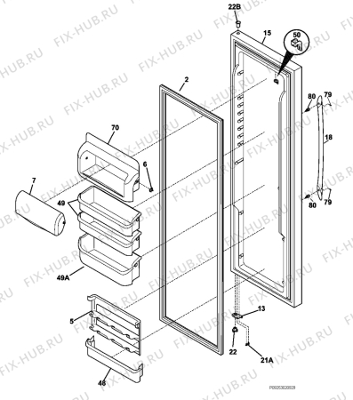 Взрыв-схема холодильника Electrolux ENL6298KX2 - Схема узла Refrigerator door