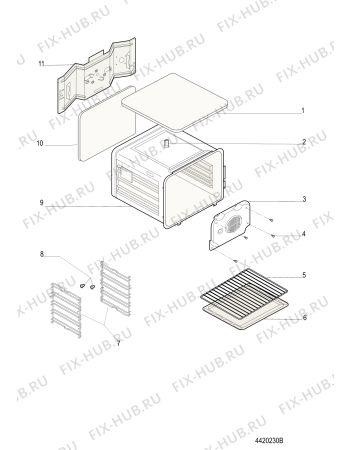 Взрыв-схема плиты (духовки) Hotpoint-Ariston OK1037ELD0XHA (F087046) - Схема узла