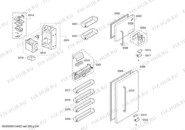 Схема №2 KDN70A10NE с изображением Дверь для холодильной камеры Bosch 00681571