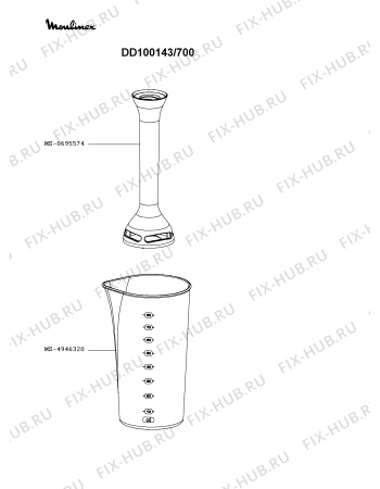 Взрыв-схема блендера (миксера) Moulinex DD100143/700 - Схема узла QP004117.4P2