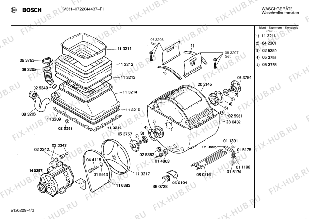 Взрыв-схема стиральной машины Bosch 0722044437 V331 - Схема узла 03