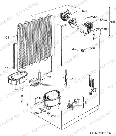 Взрыв-схема холодильника Rex Electrolux FI22/11DV - Схема узла Cooling system 017