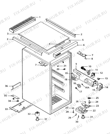 Взрыв-схема холодильника Zanussi ZF43L - Схема узла Cabinet + armatures