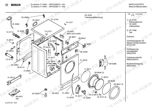 Взрыв-схема стиральной машины Bosch WFK2290 Exclusiv F1100A - Схема узла 02